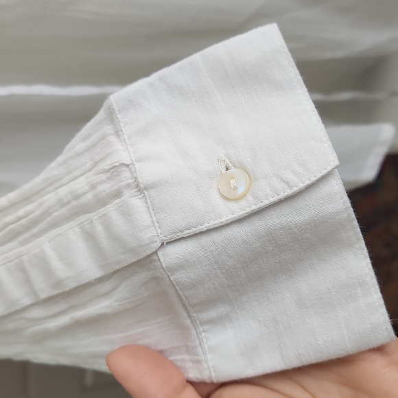 Billabong white sheer cover up shirt long sleeve button down collar beach pool - Picture 4 of 6